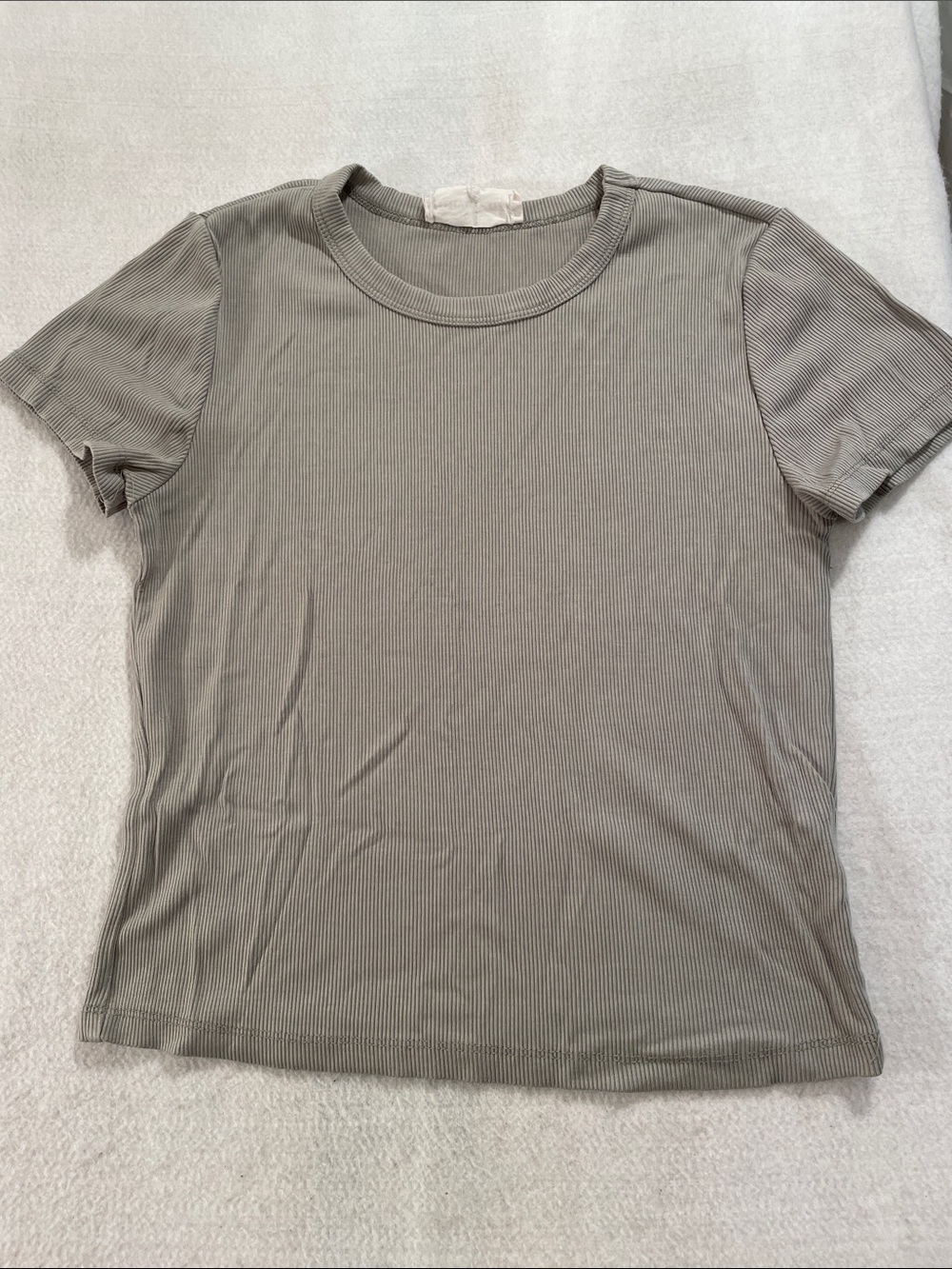 Olive & Oak Slim Ribbed Short Sleeve Tee in Light Green